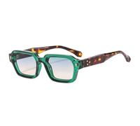 RRNTTTM Lunettes de soleil rétro à rivets pour femmes et hommes, verres de luxe, à la mode, UV400 (vert)