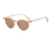 RRNTTTM Lunettes de soleil rondes pour femmes et hommes, monture transparente, protection UV400 (thé)