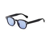 RRNTTTM Lunettes de soleil rondes rétro pour hommes et femmes, verres de luxe vintage pour petits visages (C4 noir bleu)