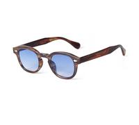 RRNTTTM Lunettes de soleil rondes rétro pour hommes et femmes, verres vintage de luxe pour petits visages (C19 marron bleu)