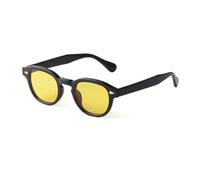RRNTTTM Lunettes de soleil rondes rétro pour hommes et femmes, verres vintage de luxe pour petits visages (C5 noir jaune)
