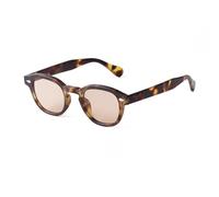 RRNTTTM Lunettes de soleil rondes rétro pour hommes et femmes, verres vintage de luxe pour petits visages (thé brun C12)