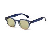 RRNTTTM Lunettes de soleil rondes rétro pour hommes et femmes, verres vintage de luxe pour petits visages (C23 bleu-thé)