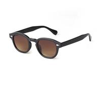 RRNTTTM Lunettes de soleil rondes rétro pour hommes et femmes, verres vintage de luxe pour petits visages (C16 noir marron)