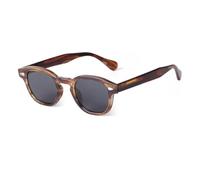 RRNTTTM Lunettes de soleil rondes rétro pour hommes et femmes, verres vintage de luxe pour petits visages (C18 marron noir)