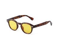 RRNTTTM Lunettes de soleil rondes rétro pour hommes et femmes, verres vintage de luxe pour petits visages (C8 marron jaune)