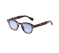 RRNTTTM Lunettes de soleil rondes rétro pour hommes et femmes, verres vintage de luxe pour petits visages (C11 marron bleu)