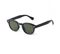 RRNTTTM Lunettes de soleil rondes rétro pour hommes et femmes, verres vintage de luxe pour petits visages (C1 noir vert)