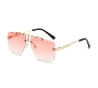RRNTTTM Lunettes de soleil sans monture à double pont, monture vintage, verres dégradés, protection UV (argenté-rose)