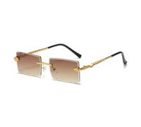 RRNTTTM Lunettes de soleil vintage sans monture style serpent pour hommes et femmes, design de luxe, verres de conduite en métal découpés, UV400 (thé)