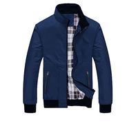 Rrongwn Blouson bomber pour homme - Noir - Hiver - Coupe ajustée - En coton - Coupe ajustée - Veste fine - Coupe-vent - Veste d'aviateur baggy - Respirante - Veste légère, bleu, L