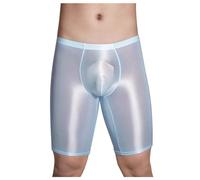 Rrongwn Boxer à huile pour homme - Brillant - Sous-vêtements extensibles - Caleçon long - Culotte courte - Culotte moulante et brillante - Lingerie érotique sexy - Pantalon chaud pour la