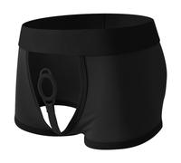 Rrongwn Boxer ouvert sur le devant, sous-vêtements, effet mouillé, coupe ajustée, léger, respirant, style rétro, sexy, lingerie érotique, Noir , XXL
