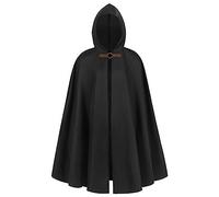 Rrongwn Cape médiévale pour homme avec capuche - Costume d'Halloween - Vampire - Cape à capuche - Robe Hobbit - Costume de carnaval - Cape Jedi - Sweat à capuche, Noir , taille unique