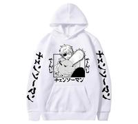 Rrongwn Chainsaw-Man Sweat à capuche pour homme Denji Anime Impression Sweat à capuche d'extérieur Hip Hop Unisexe Haut slim fit Sport Loisirs Sweat à capuche, Blanc., L