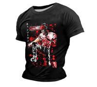 Rrongwn Chainsaw-Man T-shirt pour homme imprimé Makima Mode T-shirt ample à manches courtes Anime Coton T-shirt Hip Hop Sport Y2K Streetwear Léger, Noir 01, XL
