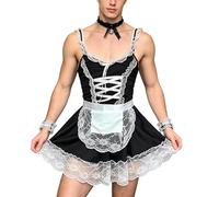 Rrongwn Costume de sirvière pour homme - Costume érotique pour enterrement de vie de jeune fille - Uniforme de serviteur - Vêtement de nuit séduisant, Noir , L