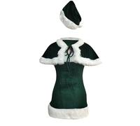 Rrongwn Lingerie de Noël sexy pour femme - Costume de Noël Miss Santa Nicolas - En velours - Robe courte - Cape courte - Costume de Père Noël - Costume de cosplay - Robe de fête, vert, L