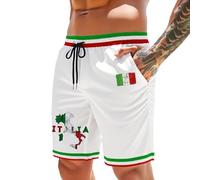 Rrongwn Maillot de bain pour hommes drapeau de l'Italie Short de bain stretch Short de bain garçon Short de plage décontracté respirant Pantalon de loisirs Natation Fitness Pantalons, Blanc., L