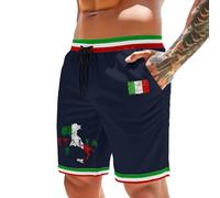 Rrongwn Maillot de bain pour hommes drapeau de l'Italie Short de bain stretch Short de bain garçon Short de plage décontracté respirant Pantalon de loisirs Natation Fitness Pantalons, Marine, L