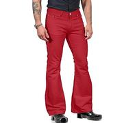 Rrongwn Pantalon évasé pour homme années 70 Carnaval Disco Tenue évasée Style rétro Foncé Flared pour homme Pantalon hippie Bootcut avec grand évasement, rouge, L