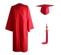Rrongwn Robe de remise de diplôme pour adulte 2024 Talar avec chapeau de remise de diplôme, robe universitaire, robe de remise de diplôme, robe de cérémonie universitaire, unisexe, rouge, S