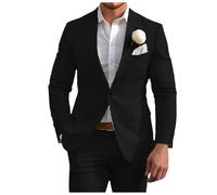 Rrongwn Sakko Veste de costume pour homme Coupe ajustée Sportif Classique Smoking Loisirs Moderne Blazer Léger Sportif Tenue d'affaires Coupe droite Veste d'affaires, Noir , XL