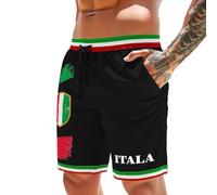 Rrongwn Short de bain pour homme Drapeau de l'Italie Short de bain léger Grandes tailles Short de plage Décontracté Respirant Loisirs Sport Short court, Noir , M