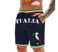 Rrongwn Short de bain pour homme - Motif drapeau de l'Italie - Respirant - Pour sports de plein air - Short de plage - Séchage rapide - Hawaï, Marine, XXXL