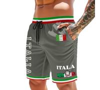 Rrongwn Short pour homme - Drapeau de l'Italie - Short de bain - Short de plage - Décontracté - Respirant - Pantalon de loisirs - Boxer d'été, Vert armée., L