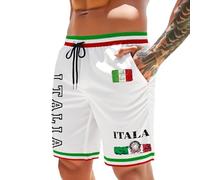 Rrongwn Short pour homme - Drapeau de l'Italie - Short de bain - Short de plage - Décontracté - Respirant - Pantalon de loisirs - Short d'été, Blanc., XL