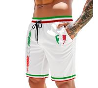 Rrongwn Short pour homme Drapeau Italie Short de bain léger Short de bain court Pantalon de plage ample confortable Short de sport pour homme Short d'entraînement, Blanc., M