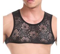 Rrongwn Sissy Soutien-gorge en dentelle transparente pour homme Sous-vêtements Sous-vêtements en dentelle Soutien-gorge croisé Lingerie Gogo Clubwear T-shirt pour homme Bustier Bralette Crossdresser