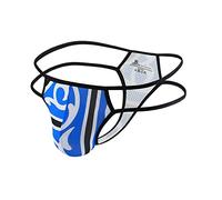 Rrongwn String pour homme - Confortable - Doux - Effet mouillé - Lingerie Sissy - Respirant - Culotte bikini - Vêtement de Saint-Valentin, bleu, L
