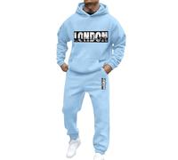 Rrongwn Survêtement 2 pièces London pour homme - Sweat à capuche et pantalon de jogging - Streetwear - Tenue de loisirs - Survêtement surdimensionné - Sweat à capuche 2025 - Y2K - Haut à capuche +