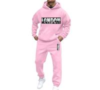 Rrongwn Survêtement 2 pièces London pour homme - Sweat à capuche et pantalon de jogging - Streetwear - Tenue de loisirs - Survêtement surdimensionné - Sweat à capuche 2025 - Y2K - Haut à capuche +