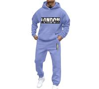 Rrongwn Survêtement 2 pièces London pour homme - Sweat à capuche et pantalon de jogging - Streetwear - Tenue de loisirs - Survêtement surdimensionné - Sweat à capuche 2025 - Y2K - Haut à capuche +