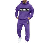 Rrongwn Survêtement 2 pièces London pour homme - Sweat à capuche et pantalon de jogging - Streetwear - Tenue de loisirs - Survêtement surdimensionné - Sweat à capuche 2025 - Y2K - Haut à capuche +