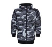 Rrongwn Sweat à capuche pour homme - Motif militaire - Veste à capuche - Sweat à capuche - Fermeture éclair - Coupe droite - Pull d'extérieur - Veste de transition ample, gris, XL