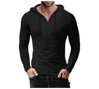 Rrongwn Sweat à capuche pour homme - Polo gaufré - Manches longues - Tendance - Fin - Été - Chemise d'été légère - Confortable - Chemises de loisirs - Sweat-shirt de baseball fin - Manches longues -