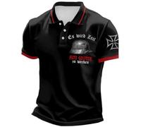 Rrongwn T-shirt Allemagne pour homme - Polo décontracté - Pour sports de plein air - Manches courtes - Coupe ajustée - Stretch - Streetwear Dry Fit, Noir , L