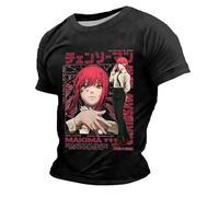 Rrongwn T-shirt Chainsaw-Man pour Homme Makima Impression Mode T-shirt Décontracté à Manches Courtes Anime Coton T-shirts Hip Hop Sport Y2K Vêtement de Rue Léger Tee Top, 04 - Noir., S