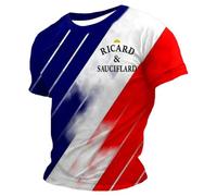 Rrongwn T-shirt en coton pour homme - Motif drapeau de la France - T-shirt respirant à manches courtes - Pour les loisirs - Chemise d'été légère, 01 bleu., S