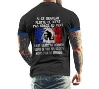 Rrongwn T-shirt pour homme - Motif drapeau de la France - T-shirt cool à manches courtes - Coupe ajustée - Coupe droite - Style vintage - Streetwear, 01 bleu., 3XL