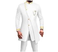 Rrongwn Tenue africaine pour homme Costume ethnique traditionnel Chemise à manches longues et pantalon Costume impression Dashiki Vêtements traditionnels Robe de mariage indienne Chemise tribale