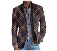 Rrongwn Veste à carreaux pour homme - Coupe ajustée - Vintage - Blazer à carreaux - Décontracté - Décontracté - Veste de smoking formelle - Veste d'hiver chaude - Veste d'été légère, Bordeaux, XL