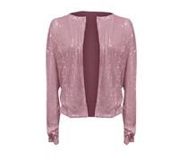 Rrongwn Veste boléro à paillettes pour femme - Mode courte - Couleur unie - Avec paillettes - Veste d'automne légère - Manches longues - Automne - Hiver - Veste de costume ouverte à l'avant - Veste de