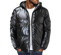 Rrongwn Veste d'hiver pour homme - Coupe ajustée - Doudoune brillante - Style sportif - Veste isolante d'extérieur - Veste softshell chaude - Veste fonctionnelle décontractée - Veste mi-saison légère