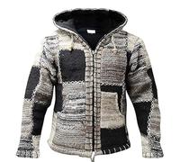 Rrongwn Veste d'hiver Y2K folklorique pour homme - Sweat à capuche confortable - Veste de sport doublée - Veste de loisirs classique - Cardigan d'extérieur - Veste de travail classique pour homme