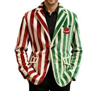 Rrongwn Veste en velours côtelé pour homme - Veste de costume humoristique avec impression 3D - Bouton Down - Père Noël - Coupe ajustée - Blazer de Noël - Veste d'hiver, vert, 4XL